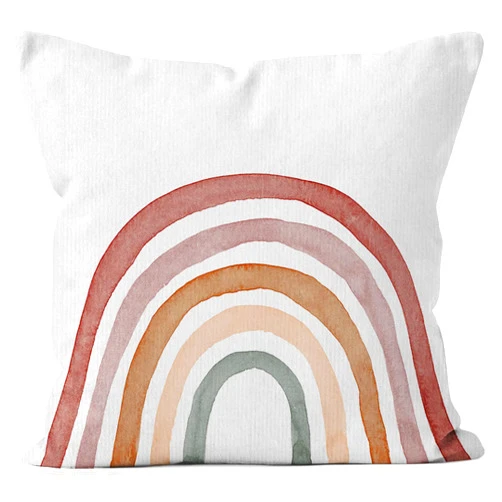 HIWX Boho Rainbow Pillow Cover, Boho Rainbow Classroom Decorative Pillowcase Throw Pillow Cover, Boho Rainbow Pillows for Classroom Nursery Bed Room Home Decor 18 x 18 Inch Pillow Case