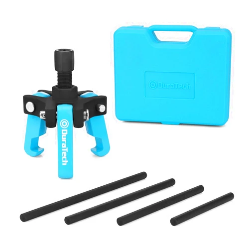 DURATECH Harmonic Balancer Puller Set, Adjustable 3-Jaw Puller with 4 Forcing Rods Fits 3/8” Square Drive & 3/4” Hex, Compatible with GM, Cadillac, Chevrolet, Chrysler, Ford, Mitsubishi