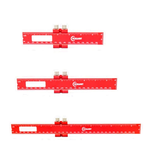VICHSAMWY Woodworking Ruler, Precision Pocket Rulers, VICHSAMWY Scribing Ruler 12, 8, 6 Inch Metal Slide Stop Marking Ruler Metric Inch, Square Ruler Adjustable Sliding Ruler for Marking and Measuring, 3 Pcs