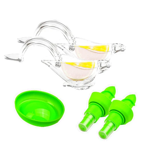 Locisne Manual Lemon Squeezer, 2 Pack portable Transparent Juicer, Bird Acrylic Manual Lemon Slice Squeezer with fruit juice spray, Transparent Squeezer for Home Kitchen Bar Orange Lemon Lime