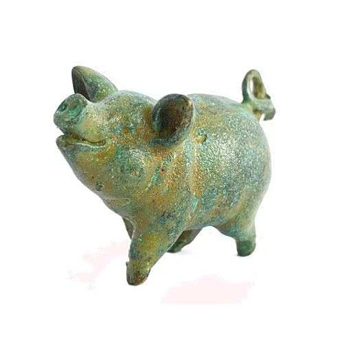 THE ANCIENT HOME Pig Statue (Bronze) Patinated Bronze Figurine Animal Lover Gift Sculpture