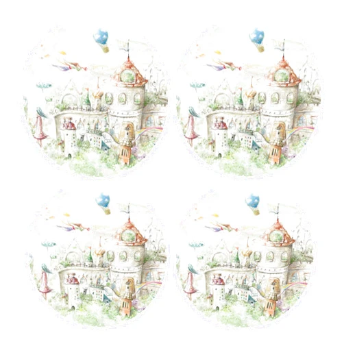 YIPOCH Fairy Tale Town Coasters Set of 4 Drink Coasters for Coffee Table Round Coasters for Drinks Bar Funny Coasters portavasos para mesa Outdoor Coasters for Patio Table