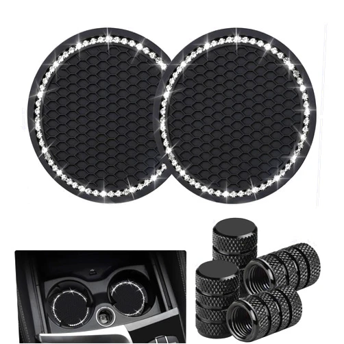 Dingshenchukong Car Cup Holder Coaster Includes Tire Valve Stem Caps Compatible with BMW M X1 X3 M3 M5 X1 X5 X6 Z4 3 5 7 Series