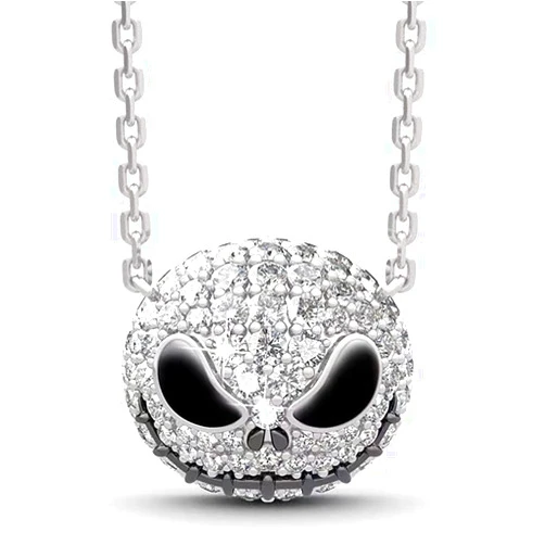 Luxubaby Skull Necklace for Women Nightmare Before Christmas Pendants Princess Anniversary Promise Gift for Women
