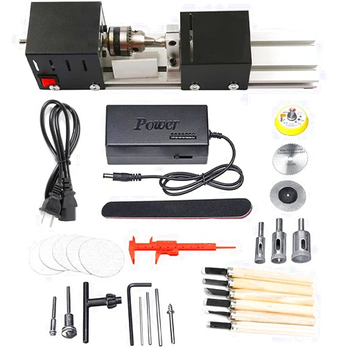 YWY Mini Lathe Machine Tool DIY Woodworking Wood lathe Milling machine Grinding Polishing Beads Drill Rotary Tool Set