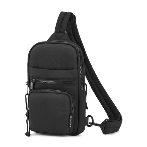 BAGSMART Small Puffy Sling Bag for Women, Lightweight Chest Crossbody Purse with Water Bottle Pocket for Travel