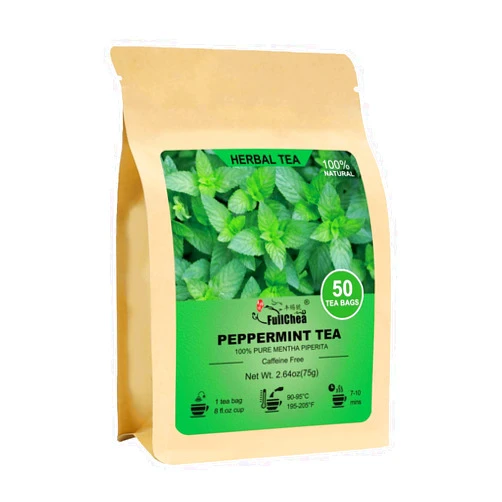 FullChea - Peppermint Tea Bags, 50 Teabags - Premium Peppermint Leaves - Refreshing & Minty - Non-GMO - Caffeine-free - Freshen Breath & Aid Digestion