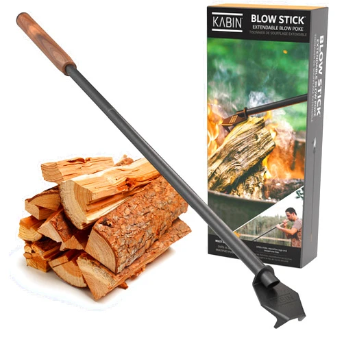 KABIN Blow Stick -Extendable Blow Poke & Fire Poker - Oxygenate & Stoke Your Fire Safely & Easily in Fireplaces & Woodstoves - Fireplace Tools Set