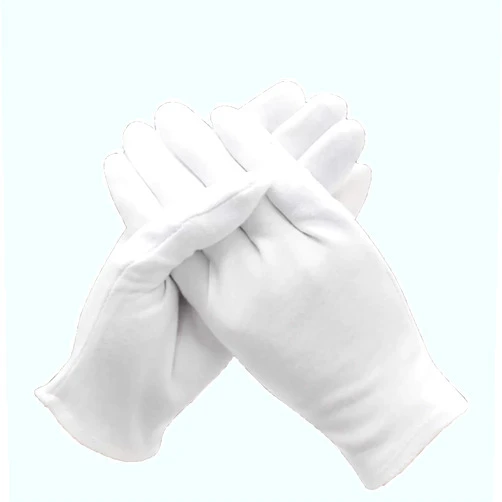 HBF 3 pairs of white cotton gloves, suitable for dry hands and moisturizing eczema. 100% cotton gloves, stretchable cloth coin silver examination gloves, 9.1 inches long.…