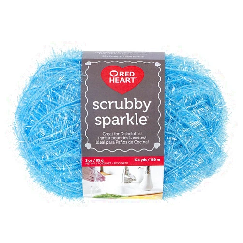Red Heart Scrubby Sparkle Yarn - Icepop