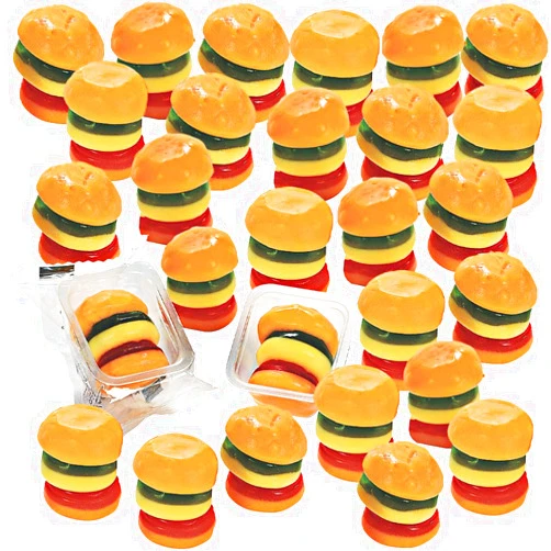 Fun Express Gummy Mini Burgers - Soft & Chewy Candy - Edibles - 50 Pieces