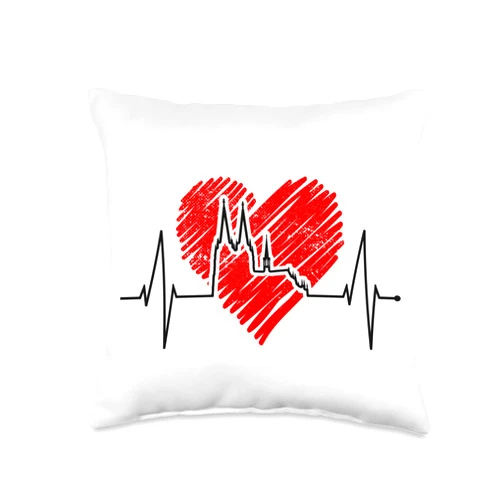 Beautiful Cologne Skylines For Cologne Lovers Skyline Heartbeat Germany Köln Cologne Cathedral Throw Pillow, 16x16, Multicolor