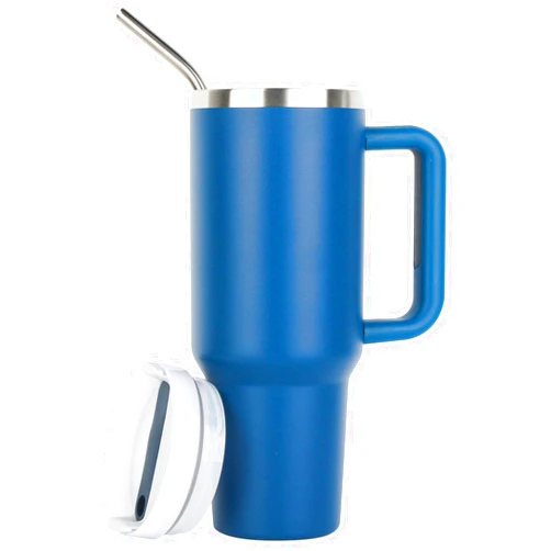 Xmamerce 40oz Tumbler with Handle and Straw, Double Wall Vacuum Sealed Staninless Steel Travel Mug Tumbler for Water, Iced Tea or Coffee,Maintains Cold Ice and Heat for Hours(Navy)