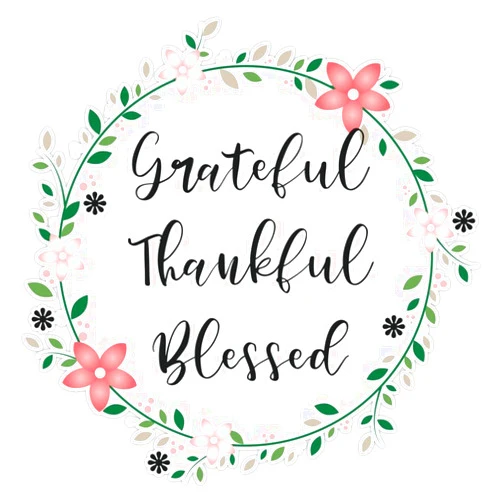 BDI Designs Grateful Thankful Blessed Positive floral Statement Bumper Sticker Decal 5