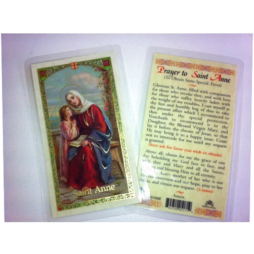 SFI kellkin Holy Prayer Cards for Saint Anne in English.