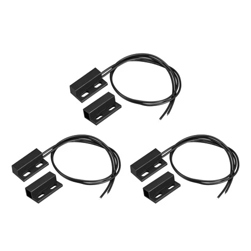 uxcell Wired Door Contact Window Sensor NC Surface Mount Magnetic Reed Switch Black 3 Pcs
