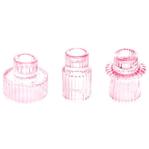Vixdonos Pink Candlestick Holders Set of 3 Glass Candle Holders for Taper Candles,Pillar Candles and Tealight Candles
