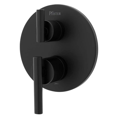 Pfister Contempra Stacked Shower Two Handle Diverter Trim in Matte Black (Valve Not Included)
