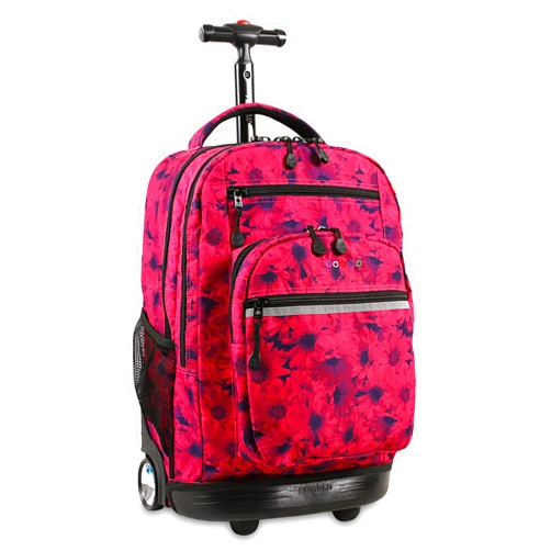 J World New York Sundance Rolling Backpack Girl Boy Roller Bookbag, Bellis, 20 Inch