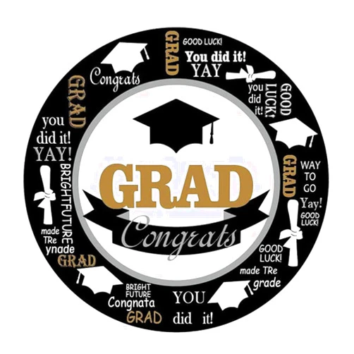 AICHENGZI 7IN Congrats Grad Cap Paper Plates Graduation Party Plates Class of 2021 Themed Party Decoration Disposable Plates (32pcs)