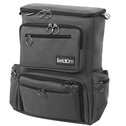 FEELDOM MAX - Deluxe Wheelchair Bag, Water Resistant, Storage Space, Durable, Thickly Padded Nylon, Premium Quality, EZ Access (Medium, Charcoal Gray/Gray Lining)