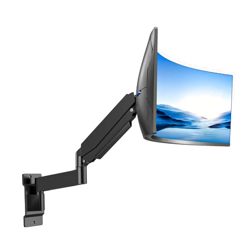 HUANUO 49 inch Ultrawide Monitor Wall Mount, Heavy Duty Monitor Arm with Premium Aluminum, Supports up to 44 lbs, Gas Spring Wall Mount Monitor Arm for Height Adjustment, Tilt, Swivel, Rotate
