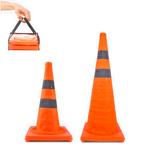 DOKIO 2 Pack 28 Inch Collapsible Traffic Cones, Orange Safety Cones with Reflective Collar, Multipurpose Pop-up Cones for Roadside Emergency, Road Safety and Driving Training