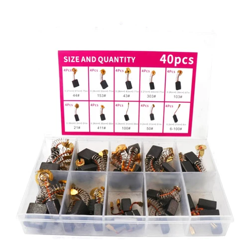 BZRR Electric Motor Carbon Brushes 40Pcs 10 Different Models of Carbon Brushes Suitable for The Maintenance of Carbon Brush Motors