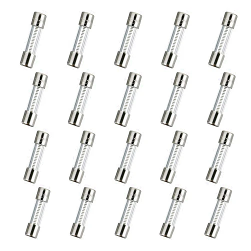 HUAREW T6.3AL250V 20 Pcs 5x20mm Slow Blow Glass Fuse 6.3A 250V 0.2 x 0.78 inch time delay Fuse