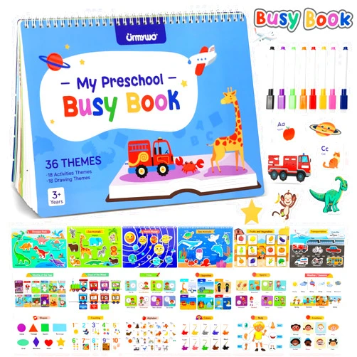 URMYWO Busy Book for Toddlers 1-3 - Preschool Learning Activities 36 Themes Learning Resources Coloring Books, Travel Toys for Road Trip Car, Montessori Autism Sensory Toys Christmas Birthdays Gifts for Kids