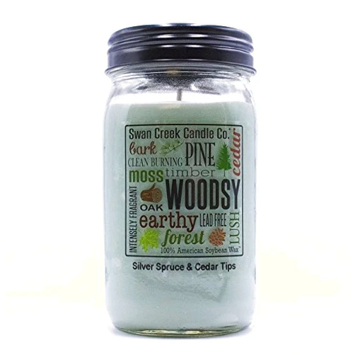 Swan Creek Candle Swan Creek Silver Spruce & Cedar Tips 24 oz Kitchen Pantry Jar Candle