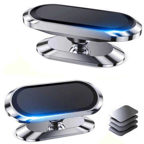 Coolpow 【2-PACK】Magnetic phone holder for car, [ Super Strong Magnet ] [ with 4 Metal Plate ] iPhone Magnetic car mount for cell phone, [ 360° Rotation ] Universal Dashboard adhesive Car Magnetic Phone Mount