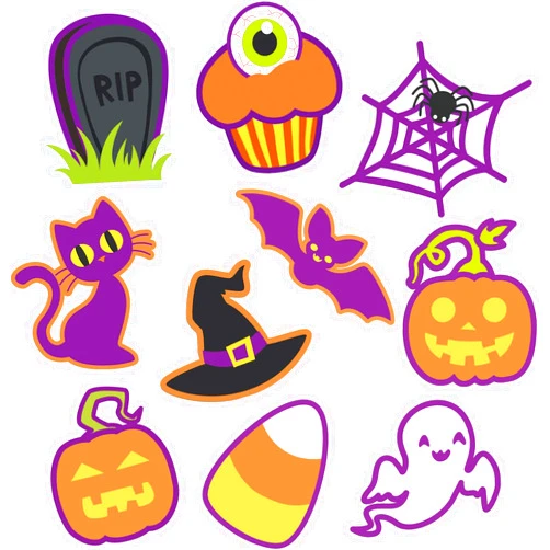 Outus 60 Pieces Halloween Cut Out Accents Colorful Mini Halloween Cutouts Paper Decorations Versatile DIY Pumpkins Ghosts Cutouts for Fall Bulletin Board Classroom School Halloween Party