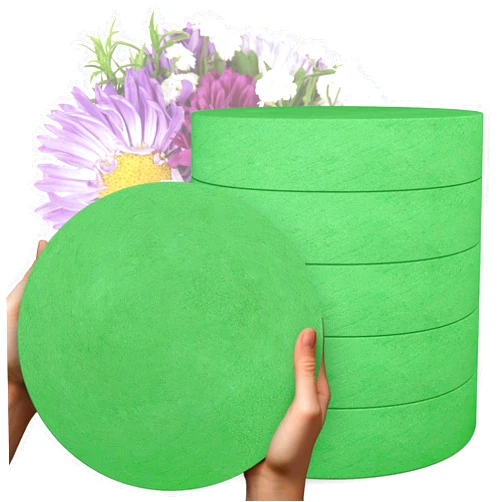 Max Shape 6Pcs Floral Foam Round Blocks, Large Wet and Dry Green Foam for Artificial and Fresh Flower Arrangement,Flower Foam Blocks for Wedding Party Decorations (7.8 Inch)