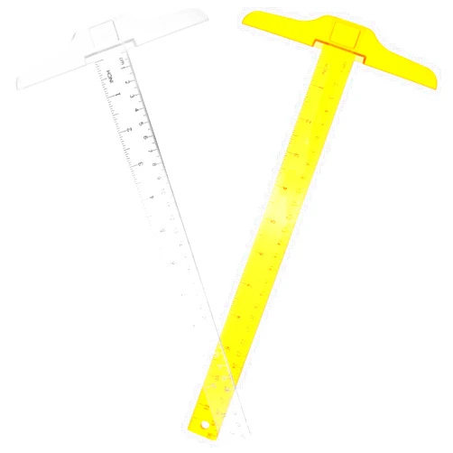 SOESFOUFU 2 Pcs T Shape Ruler with Inches and Centimeters Double Scale Plastic Measuring Tool for Accurate Metric Measurements Transparent Gauge Marking PVC Material