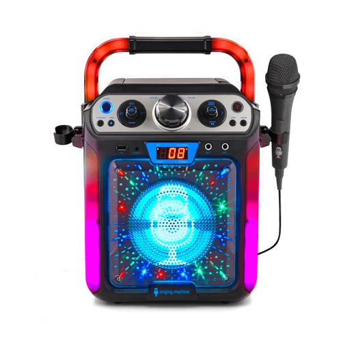 Singing Machine Groove Cube Hype – Retro Karaoke Machine with CD+G, Bluetooth, LED Lights, Voice Effects & TV Hookup – Perfect for Throwback Parties – Black/SML712BK