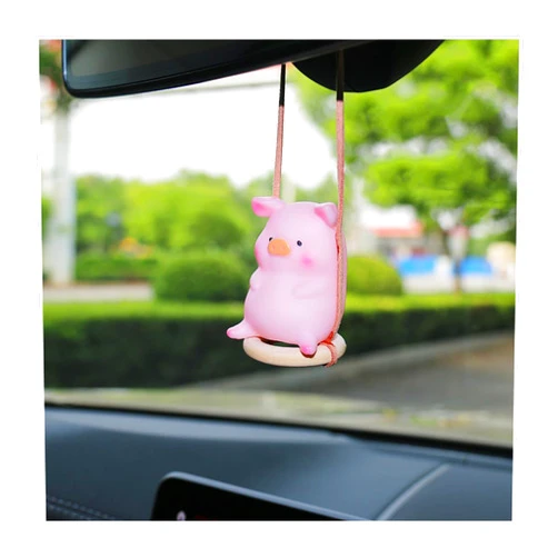 LKAHG Swing Pig Car Hanging Ornament, Super Cute Automotive Rear View Mirror Pendant Gift for Women Men Kids, Vehicle Interior Decoration Accessories (Pink Pig)