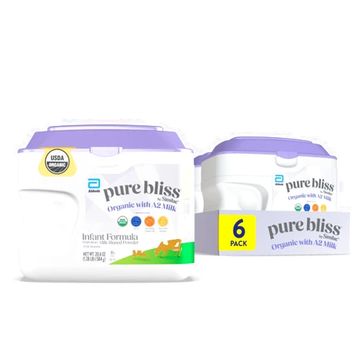 Similac Pure Bliss by Similac Organic with A2 Milk Infant Formula, Easy to Digest, USDA-Certified Organic, Powder, 20.6-oz Tub, Pack of 6