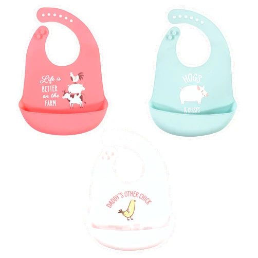 Hudson Baby Unisex Baby Silicone Bibs, Life Is Better On The Farm, One Size