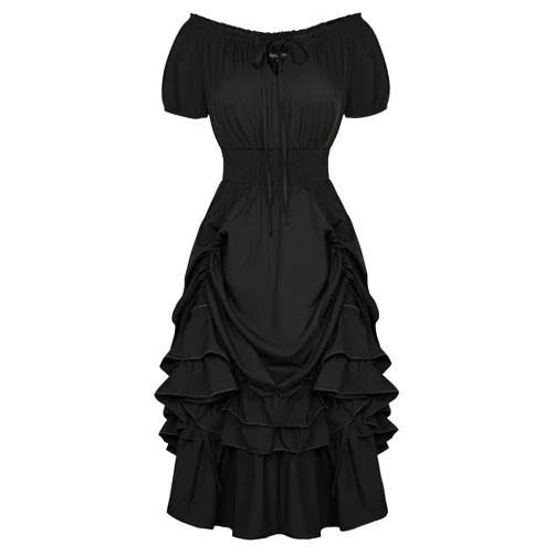 Scarlet Darkness Women's Steampunk Dress Renaissance Costume Goth Long Dress