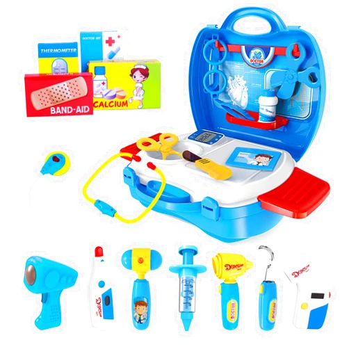iBaseToy Doctor Kit for Kids, 27Pcs Pretend Medical Doctor Medical Playset with Electronic Stethoscope, Medical Kits Gift, Educational Doctor Toys for Toddler Boys Girls (Blue)