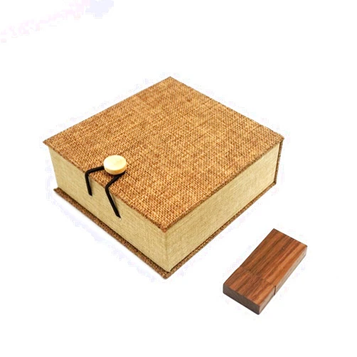LONMAX Walnut Wood USB Flash Drives 16GB with Cloth Gift Box USB Flash Disk for Gift (16GB, Walnut+Linen)