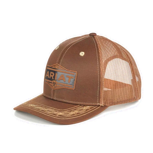 ARIAT Men's Structured Vintage Shield Logo Cap with Mesh Back and Snap Back Closure