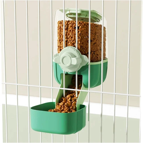 YLYGJGL Pet Dog Cat Hanging Automatic Feeders Drinking Bowls, Auto Gravity Pet Feeder No Drip Water Set, Cage Pet Feeding Bowls Dispenser for Cats Dogs Puppy, Rabbit (Green-food)