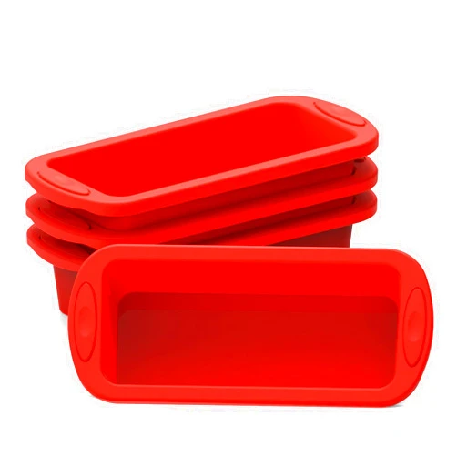 SILIVO Silicone Bread and Loaf Pans (4 Pack) - Nonstick Silicone Baking Mold for Homemade Loaf, Bread and Meatloaf