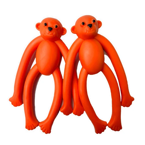 SHAGGYTAILVILLAGE Puppy Chew Toys 2-Pack for Small/Medium Dogs, Puppy Teething Toys, Rubber Monkey Dog Toys for Teething and Fetch