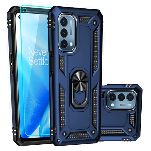 SKTGSLAMY for OnePlus Nord N200 5G Case,with Screen Protector,[Military Grade] 16ft. Drop Tested Cover with Magnetic Kickstand Car Mount Protective Case for OnePlus Nord N200 5G, Blue