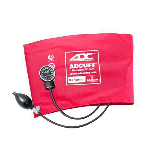 ADC Bariatric-Size Diagnostix 720 Premium Professional Pocket Aneroid Sphygmomanometer with Adcuff Nylon Blood Pressure Cuff, Burgundy; Fits Upper-Arm Circumferences from 44 cm to 66 cm