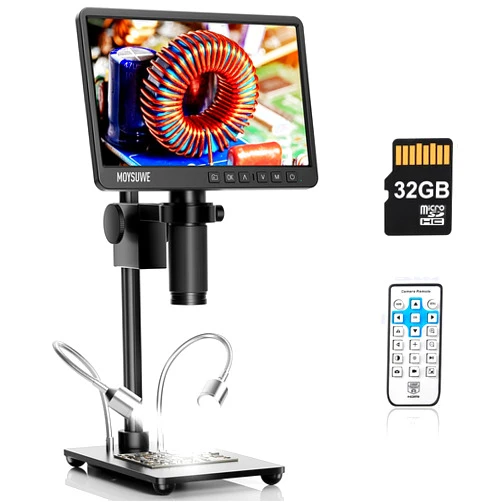 MOYSUWE HDMI Digital Microscope 1200x, 26MP CMOS IMX Sensor Coin Soldering Microscope with 7