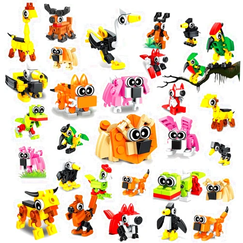 HOGOKIDS Party Favors for Kids, 20 Pack Animals Building Block Toy, Easter Gifts Goodie Bags Stocking Stuffer Classroom Prizes Building Set, Christmas Birthday Gift for Boys Girls Ages 6-12+
